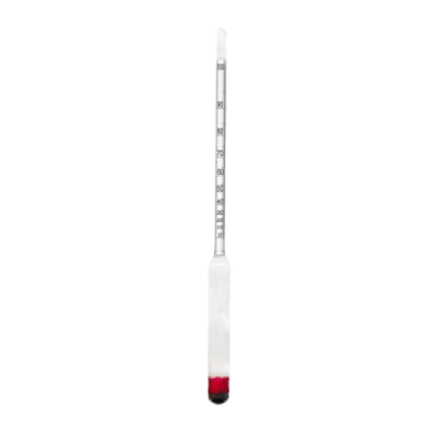 Alkoholmeter mit Thermometer 0-100 Vol% | Aräometer – Lang – Al-Ambik