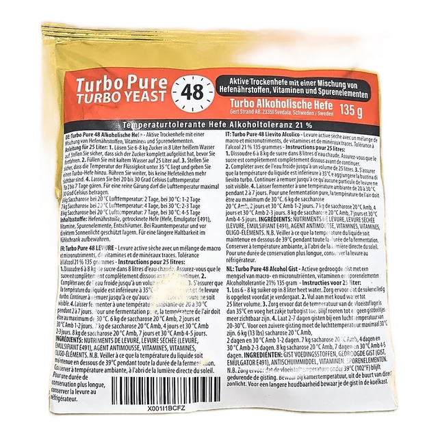 Turbohefe Turbo Pure 48 (Gert Strand), 135 g – haltbar bis 13.12.2026